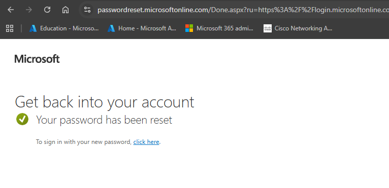 Password reset successful